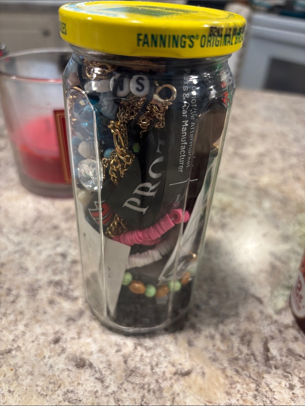 Assorted Pink and Black Jewelry Organizer Jar